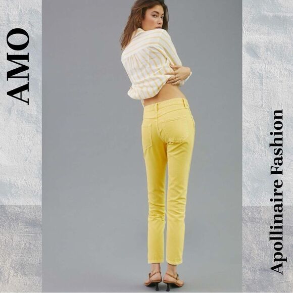 AMO TOMBOY DENIM JEANS IN YELLOW SIZE 32 NWT - Picture 1 of 7
